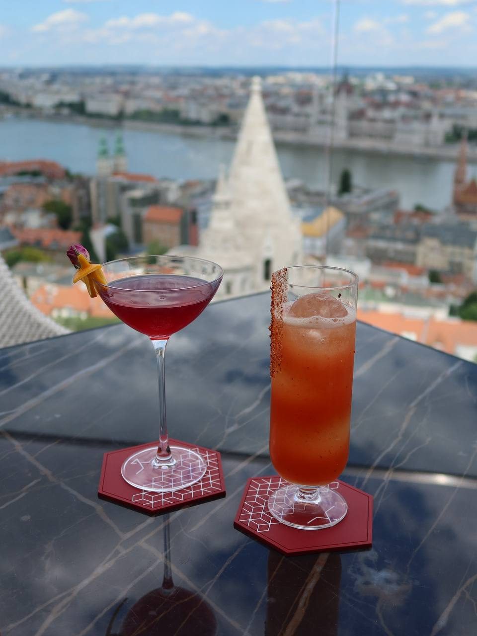 Hilton Budapest — terrace above the Danube and the ground-floor lounge, frame 1