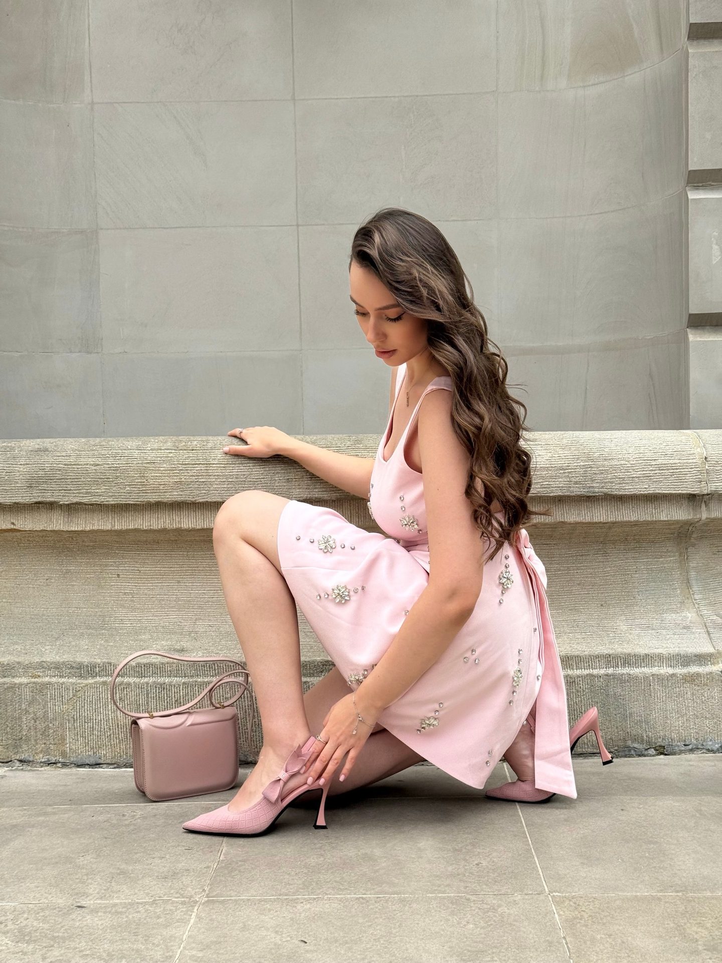 Bella Barnett — pink crystal dress, frame 5